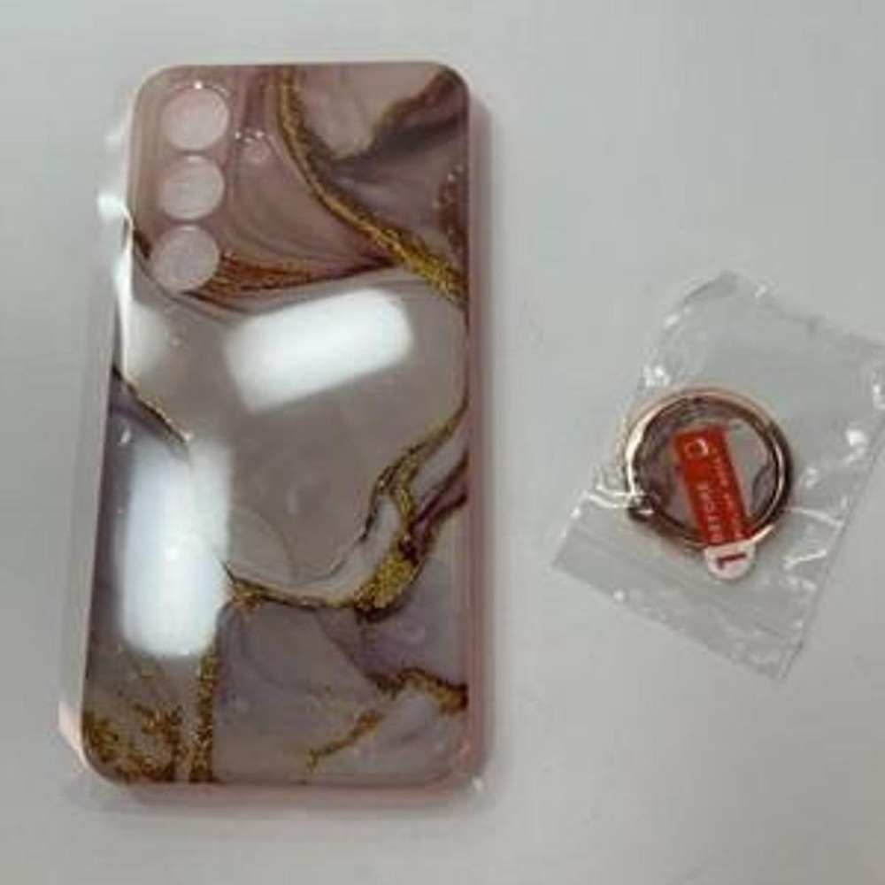 Heko Marble Phone Case Samsung Galaxy S24 Pink Purple Gold NEW Ring Stand - Picture 2 of 7